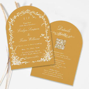 Invitation Tout en Un Jardin d'Arche Floral Mariage Ambre