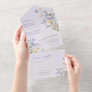 Invitation Tout En Un Jardin de mariage champêtre de fleurs sauvages au