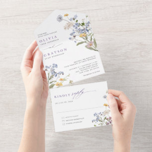Invitation Tout En Un Jardin de mariage de prairie de fleurs sauvages de
