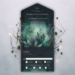 Invitation Tout En Un Jardin enchanté Emerald Fairytale Magique Mariage