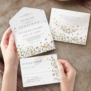 Invitation Tout En Un Jardin Fleur sauvage de printemps Floral minimalis