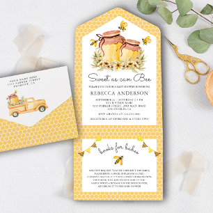 Invitation Tout En Un Jarres de miel rustique doux comme peut être Baby
