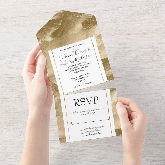 Invitation Tout En Un Joli Glam Gold (Déchirure)