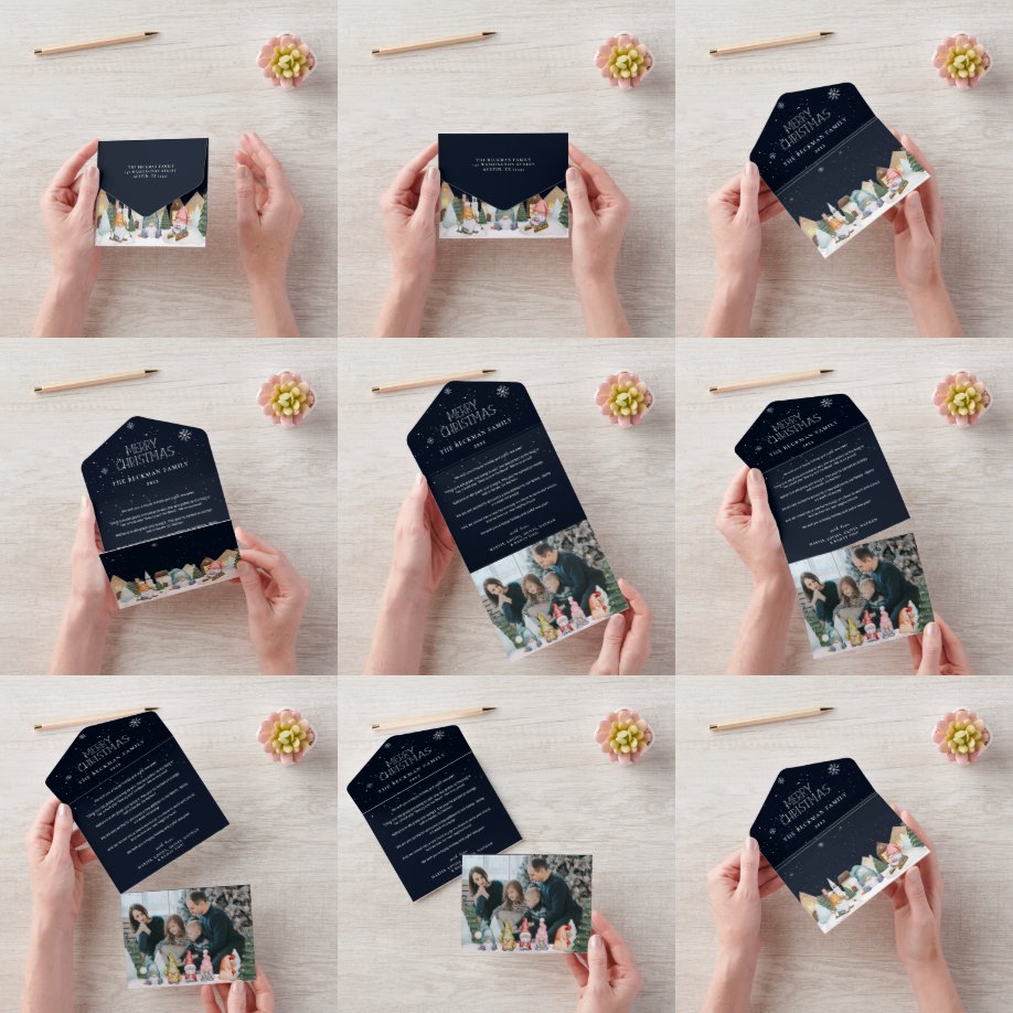 Invitation Tout En Un Joli Gnome Joyeux Noël Fête Photo Salutation