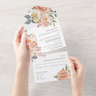 Invitation Tout En Un Joli Mariage d'aquarelle de printemps