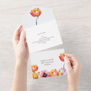 Invitation Tout En Un Joli pli floral