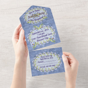 Invitation Tout En Un Jolie Flax Fleur sauvage fête d'anniversaire