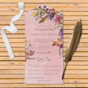 Invitation Tout En Un Joyau Boho Rustique Tone Florals Dîner Rose