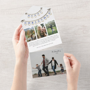 Invitation Tout En Un Joyeuse photo de Noël Tri-fold All in One Card