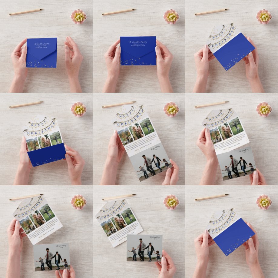 Invitation Tout En Un Joyeuse photo de Noël Tri-fold All in One Card