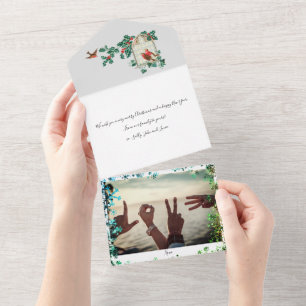 Invitation Tout En Un Joyeuses Fêtes sur mesure Élégant Rustique Vintage