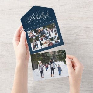 Invitation Tout En Un Joyeuses vacances élégant photo collage marine tri