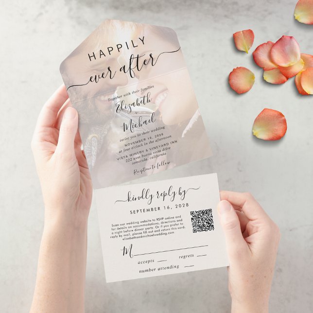 Invitation Tout En Un Joyeux Jour après QR Code Photo Mariage (Our user-friendly template will generate your QR code automatically from your website address)