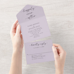 Invitation Tout En Un Joyeux Jour après un Mariage violet élégant