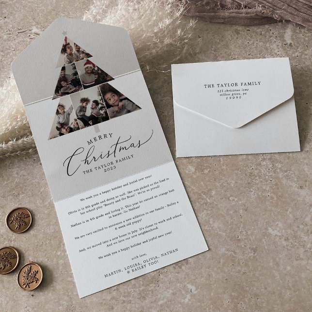 Invitation Tout En Un Joyeux Joyeux Arbre de Noël Multi Photo Holiday (Créateur téléchargé)