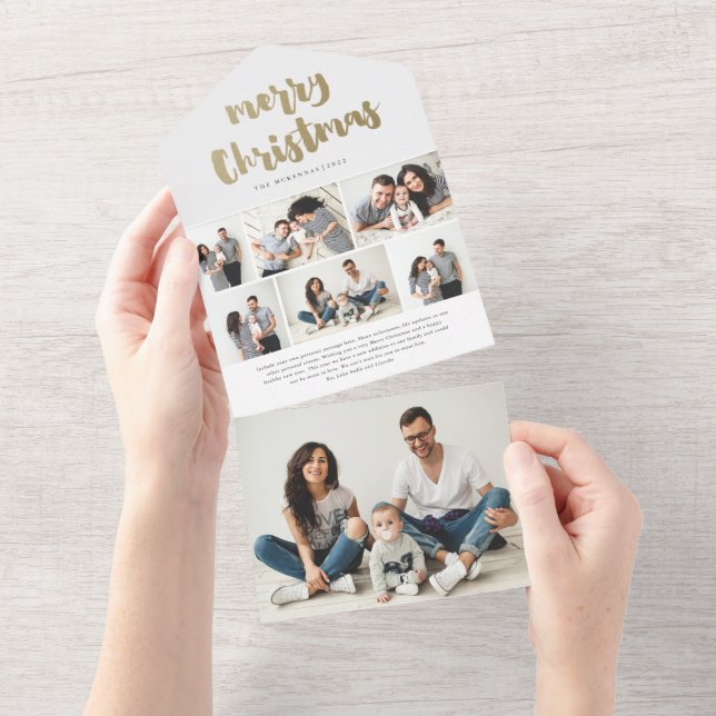 Invitation Tout En Un Joyeux Joyeux Joyeux Noël Photo Holiday (Déchirure)