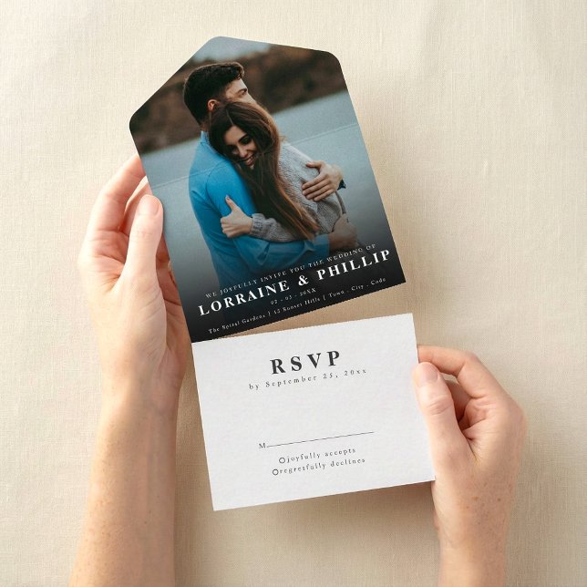 Invitation Tout En Un Joyeux moment Elégant dégradé RSVP Mariage (Créateur téléchargé)