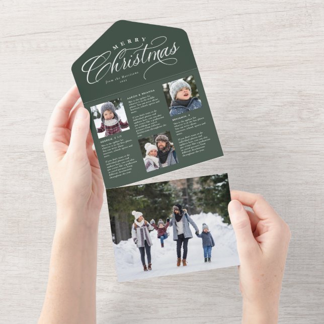 Invitation Tout En Un Joyeux Noël année verte revue vacances (Déchirure)