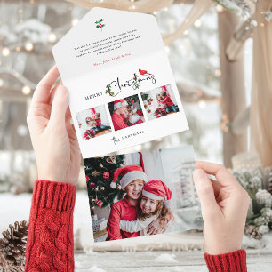 Invitation Tout En Un Joyeux Noël Calligraphie Botanique 3 Photo