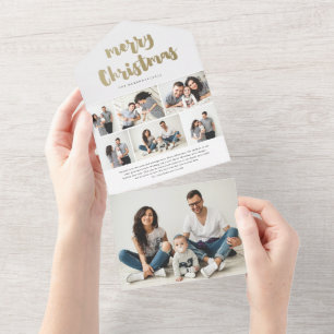 Invitation Tout En Un Joyeux Noël écriture dorée Photo Fêtes
