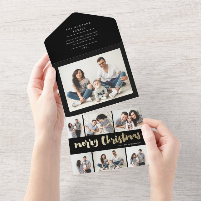 Invitation Tout En Un joyeux Noël photo collage vacances (Déchirure)