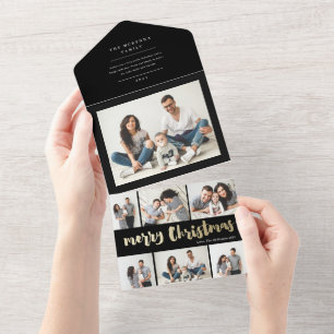 Invitation Tout En Un joyeux Noël photo collage vacances