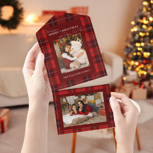 Invitation Tout En Un Joyeux Noël rouge 1 photo