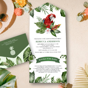 Invitation Tout En Un Jungle Tropical Rustique Douce Baby Shower de Maca