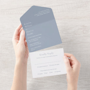 Invitation Tout En Un Kristin Dusty Blue Mariage moderne