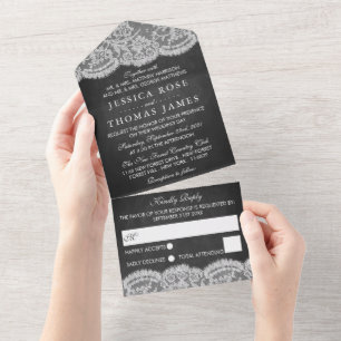 Invitation Tout En Un La collection de Mariages Chalkboard & Lace