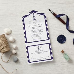 Invitation Tout En Un La collection de Mariages du phare nautique