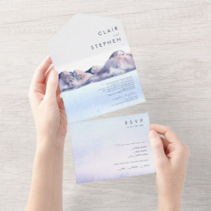 Invitation Tout En Un La montagne d'hiver en une seule invitation