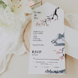Invitation Tout En Un La montagne Sakura | RSVP Décontracté<br><div class="desc">Cette montagne de sakura | décontracté rsvp all in one invitation est parfait pour votre décontracté minimaliste mariage moderne. Ce design présente un sakura aux fleurs de cerisiers, des montagnes aquarelles et une calligraphie simple pour rendre votre mariage spécial au printemps, à l'été, à l'automne ou en hiver. N'hésitez pas...</div>