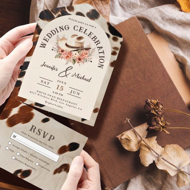 Invitation Tout En Un La vache Mariage occidentale en un (Créateur téléchargé)