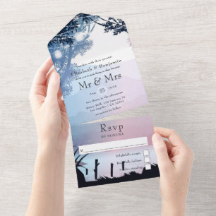 Invitation Tout En Un Lac Woodland Forest Mariage Tout en un