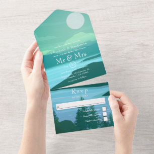 Invitation Tout En Un Lac Woodland Forest Mariage Tout en un