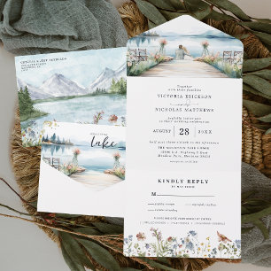 Invitation Tout En Un Lacs Rustiques Fleur Sauvage   Mariage Bohème