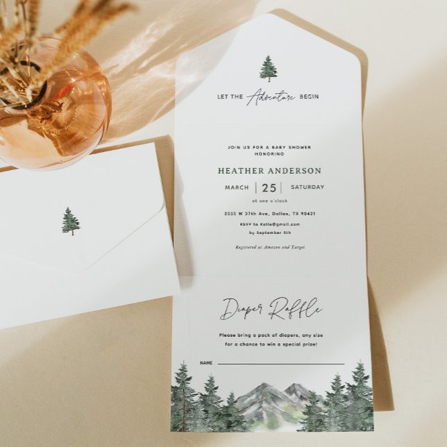 Invitation Tout En Un Laissons l'aventure commencer Forest Boy Baby show (Créateur téléchargé)