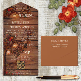 Invitation Tout En Un Lanternes automnales rustiques Terra Cotta Mariage