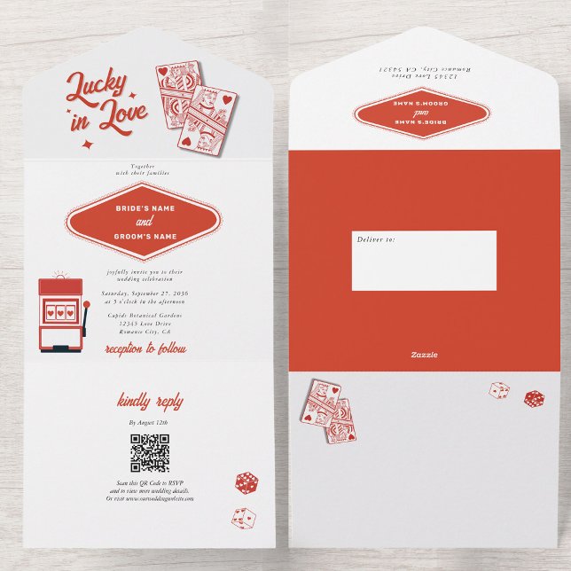 Invitation Tout En Un Las Vegas Destination Casino Lucky in Love Mariage (Las Vegas Destination Casino Lucky in Love Wedding All In One Invitation)