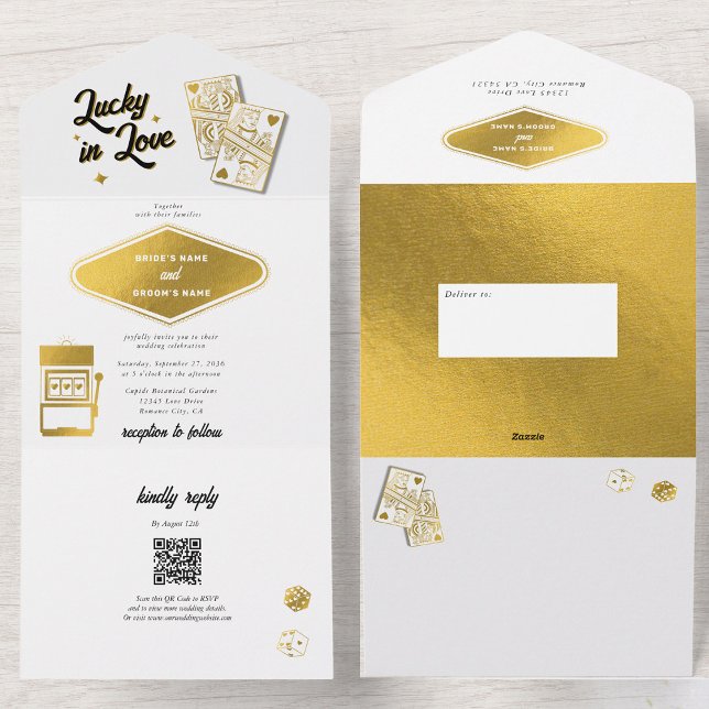 Invitation Tout En Un Las Vegas Destination Casino Lucky in Love Mariage (Las Vegas Destination Casino Lucky in Love Wedding All In One Invitation)