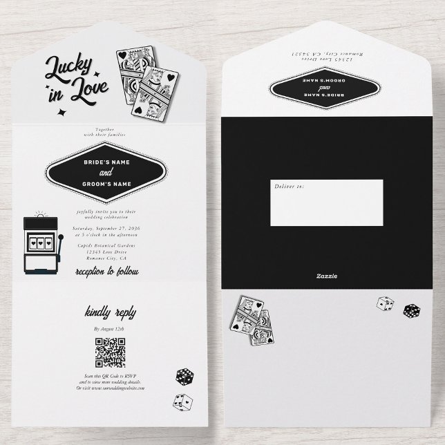 Invitation Tout En Un Las Vegas Destination Casino Lucky in Love Mariage (Las Vegas Destination Casino Lucky in Love Wedding All In One Invitation)