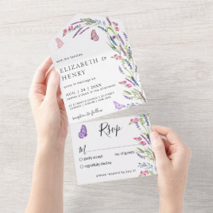Invitation Tout En Un Lavender Lavender Mauve Mariage moderne Lilac