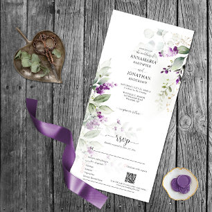 Invitation Tout En Un Lavender Stems Mariage de verdure