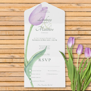 Invitation Tout En Un Lavender Tulip Solo Purple Dîner Moderne