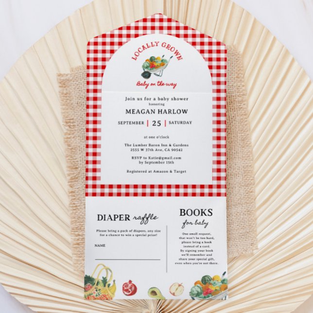 Invitation Tout En Un Le Baby shower des fermiers cultivés localement (Créateur téléchargé)