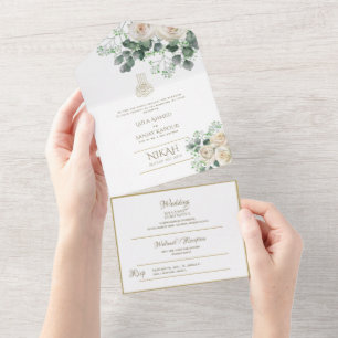 Invitation Tout En Un Le MARIAGE Islamique NIKAH WALLIMAH Fleurs Tout En