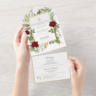 Invitation Tout En Un Le MARIAGE Islamique NIKAH WALLIMAH Fleurs Tout En