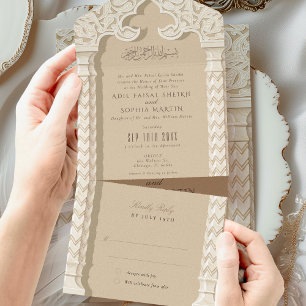 Invitation Tout En Un Le Mariage islamique perforé RSVP