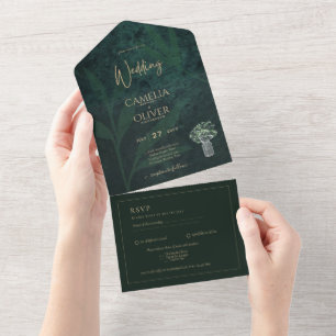 Invitation Tout En Un LeahG Emerald Forest Green Wedding INVITE